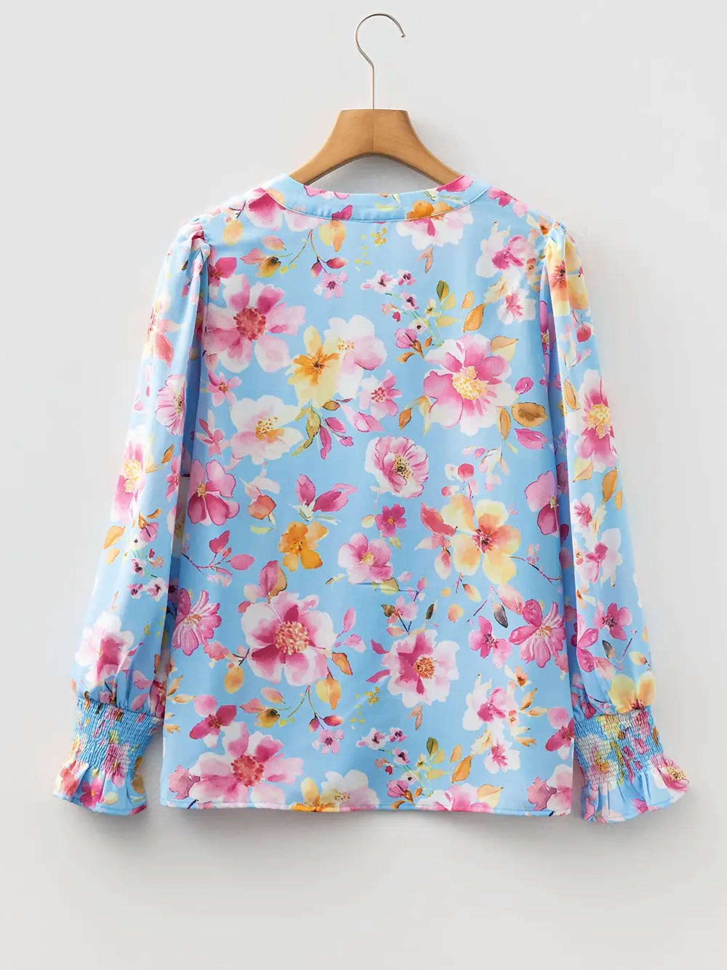 Everyday The Label - Women's Meadow Floral Smocked V-neck Blouse