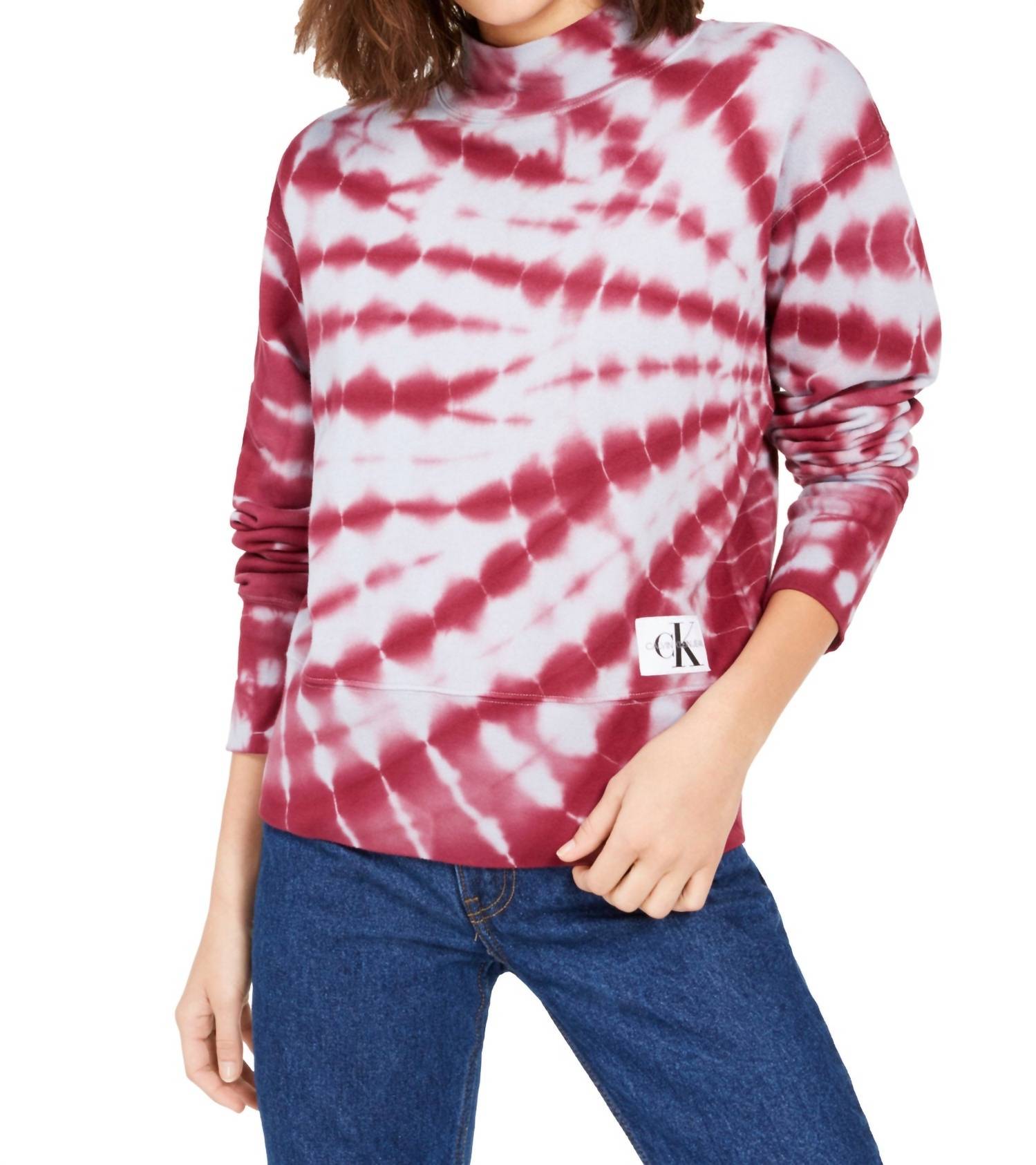 Calvin Klein - Activewear Tie Dye Dream Catcher Mock Neck Cropped Sweater