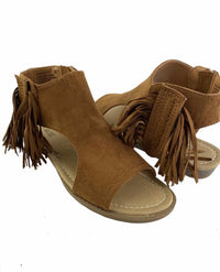 Olivaceous - Women's Fringe Flat Sandals