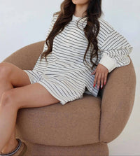 Klesis - Juliette Relaxed Striped Long Sleeve & Shorts Lounge Set