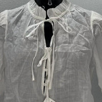 Frame - Tie Neck Ruffle Popover Blouse