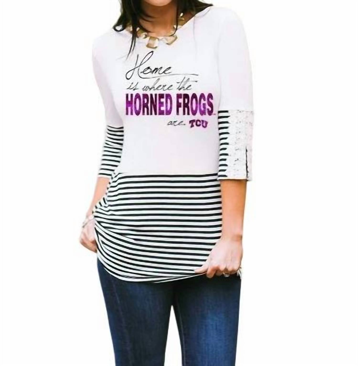Gameday Couture - TCU Button-Lace Top