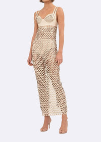Nonchalant Label Harley Crocheted Midi Dress in crema - women's dress - alternate view