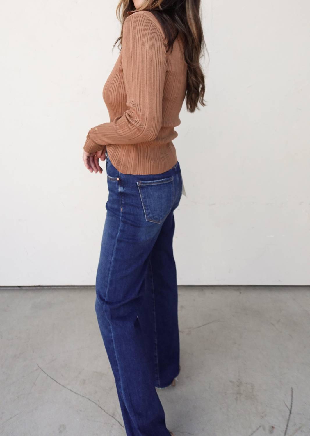 Skies Are Blue - Knit Collared Top