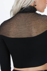 SHEER CROP KNIT TOP