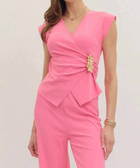 Entro - Chateau Cap Sleeve Wrap-style Top