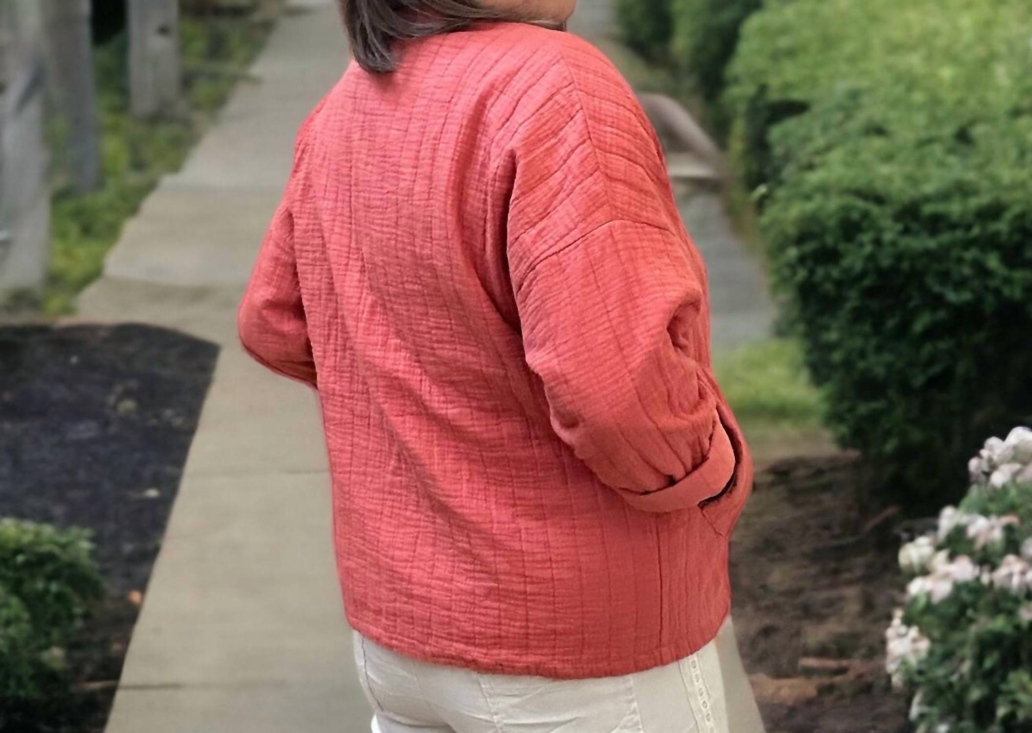 Made in Italy Women's Cotton Quilted Jacket in italy women s light cotton quilted jacket in rosewood - women's jacket - view 5