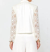 current air Crochet Lace Detail Jacket in ivory - women's jacket - alternate view