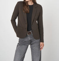 REPEAT cashmere Lady's Knit Blazer in dark brown - women's jacket - view 5