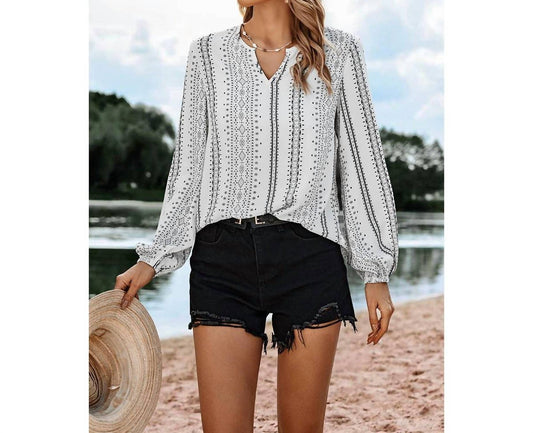 Elings - Striped V Neck Blouse