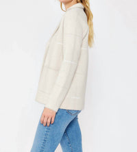 Lovestitch - Plaid Sweater Blazer With Hidden Snaps