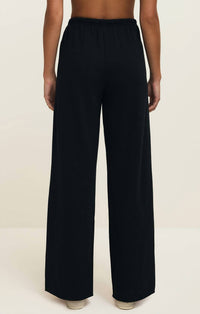 Z Supply Downtown Wide Leg Sweatpant in black - women's pants - detail view