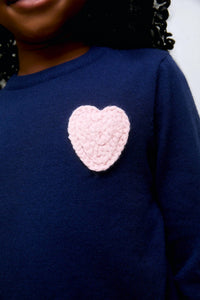 Compania Fantastica - Girl's Knitted Sweater With Heart Embroidery