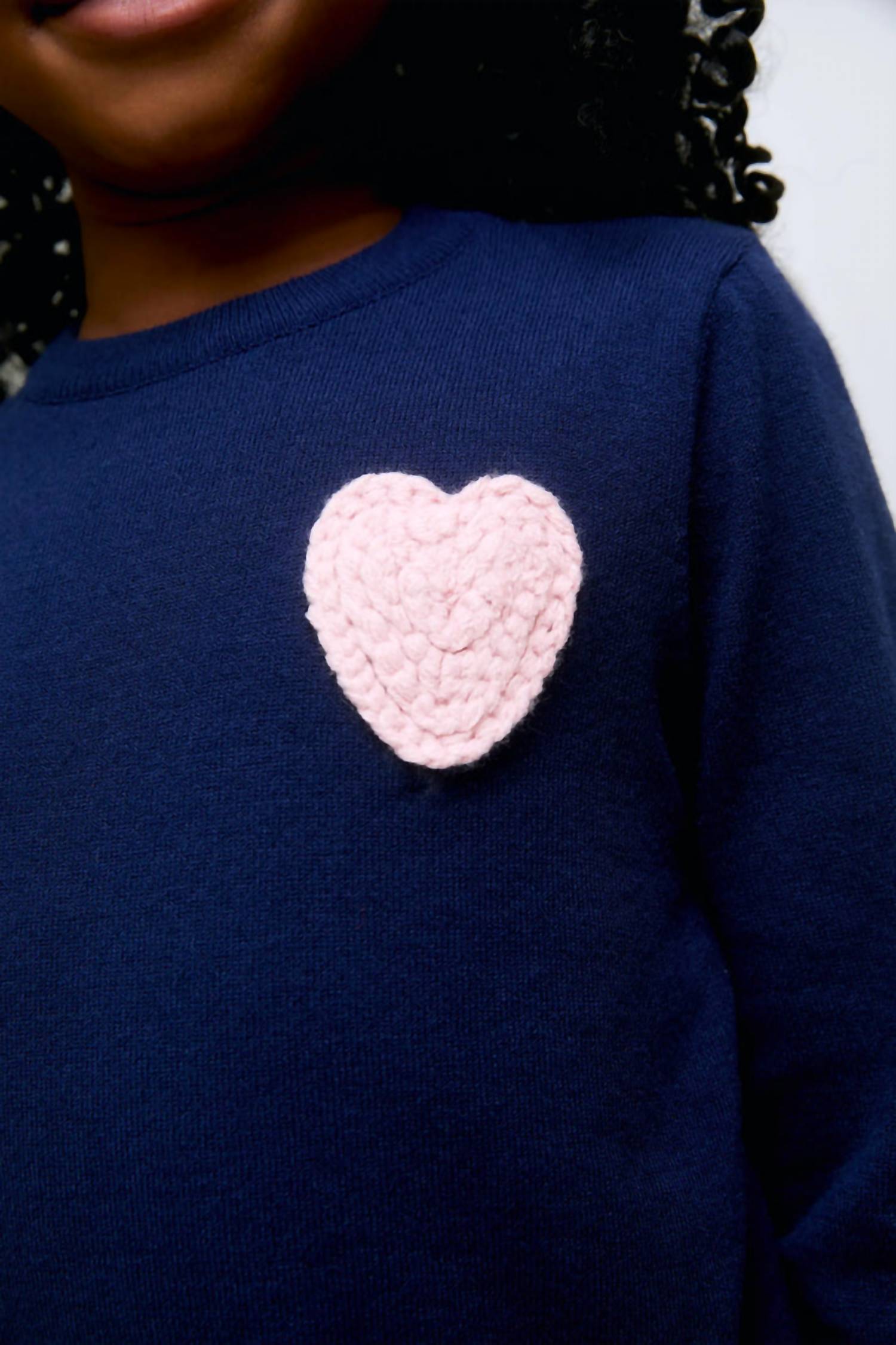 Compania Fantastica - Girl's Knitted Sweater With Heart Embroidery