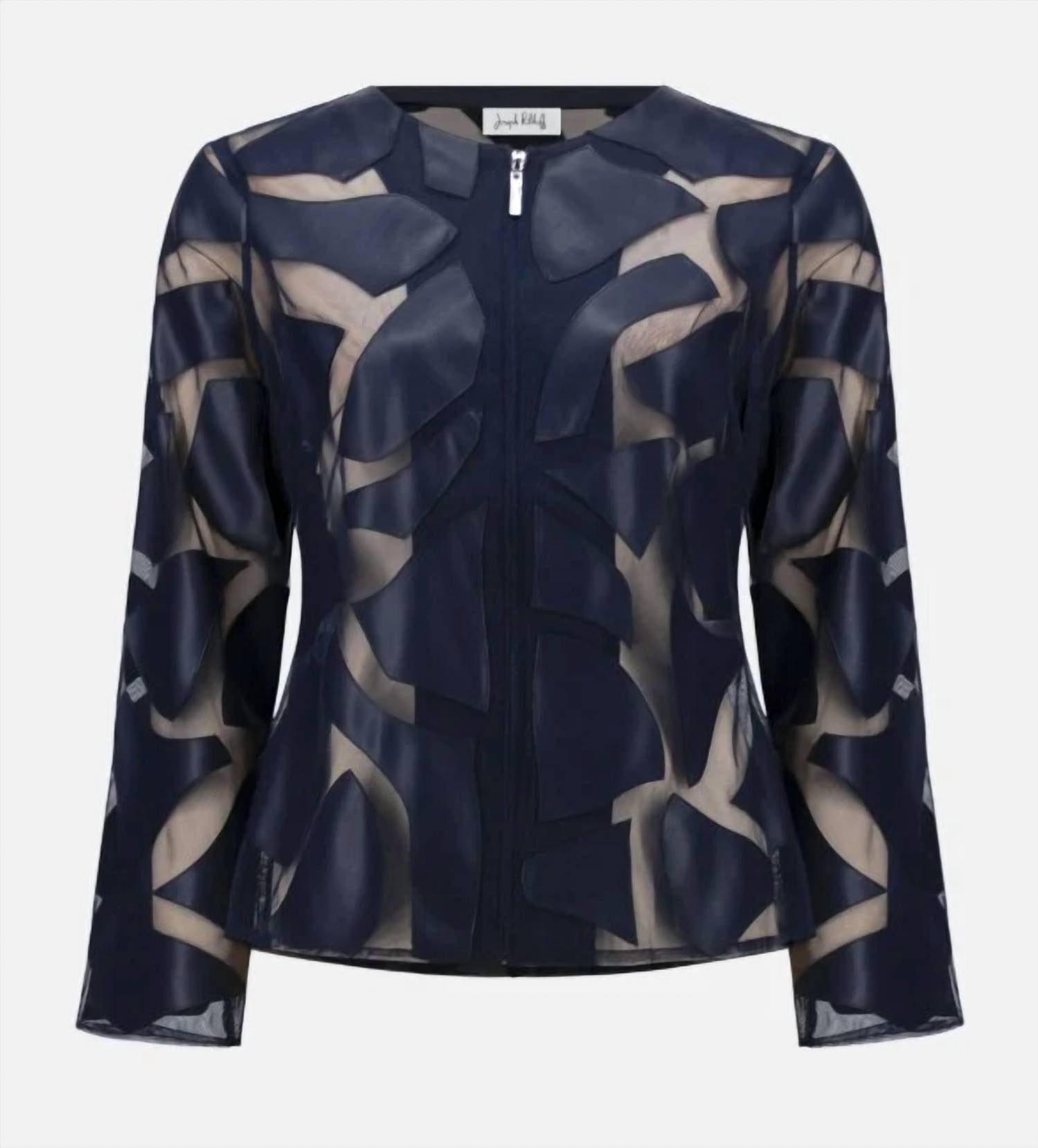Joseph Ribkoff - Faux Leather And Mesh Jacket