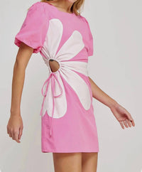 Strut & Bolt - Side Cut-out Flower Detail Mini Dress