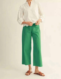 Jodifl - Scallop Pocket High Rise Wide Leg Pants