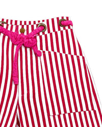 Urban Daizy - Women's High Rise Striped Denim Shorts