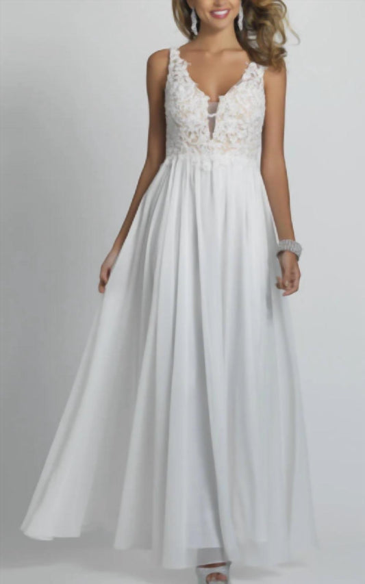 Dave & Johnny - A-line White Chiffon Gown