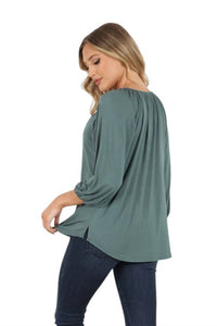 Veronica M - Cupro Stretch Split Neck Top