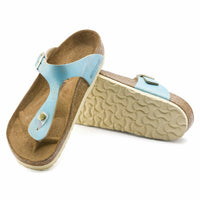 BIRKENSTOCK Women's Gizeh Leather Sandals in aqua - women's sandal - detail view