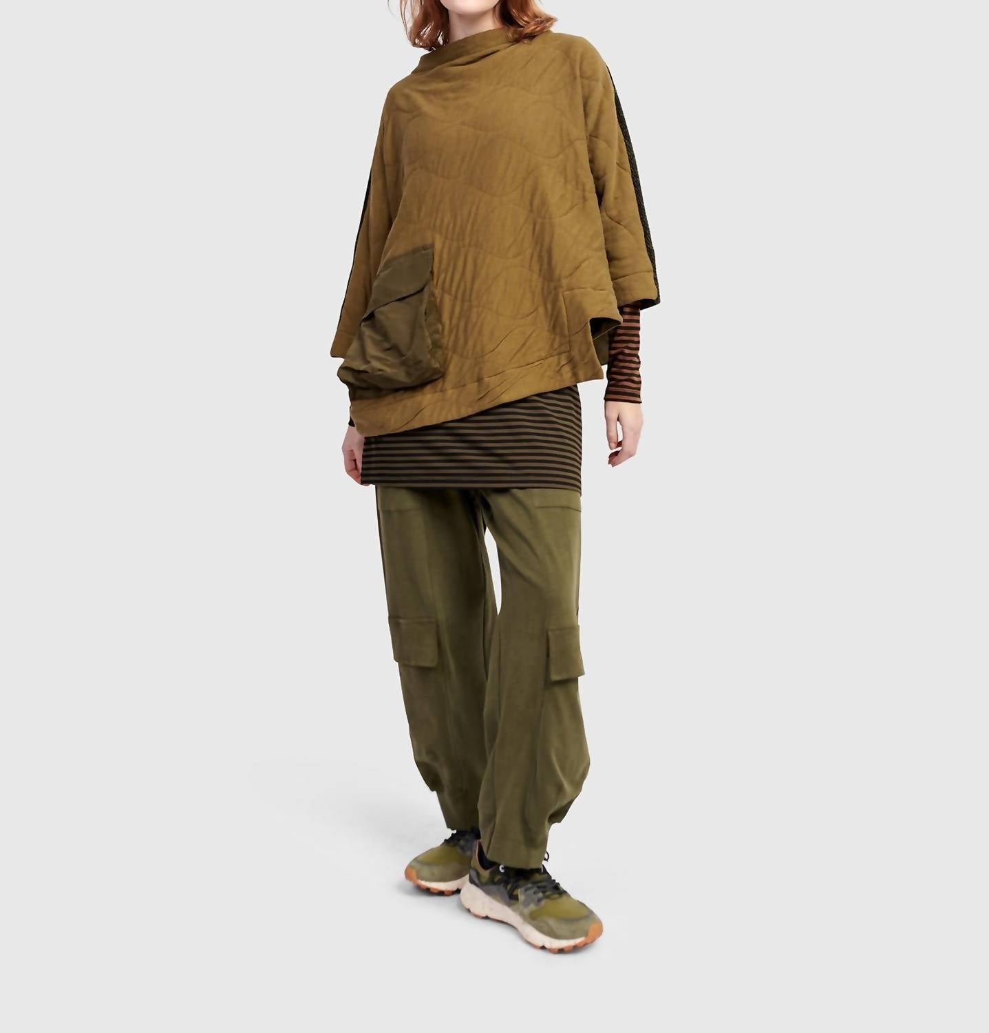 ALEMBIKA Urban Sah Quilted Pullover Sweater in khaki - women's sweater - alternate view