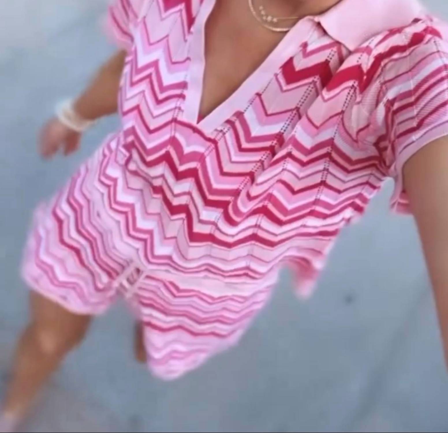 ALLISON NEW YORK High Waisted Knit Shorts in pink chevron - women's shorts - view 4