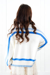 Queen Of Sparkles - "get Lit" Menorah Stripe Sweater