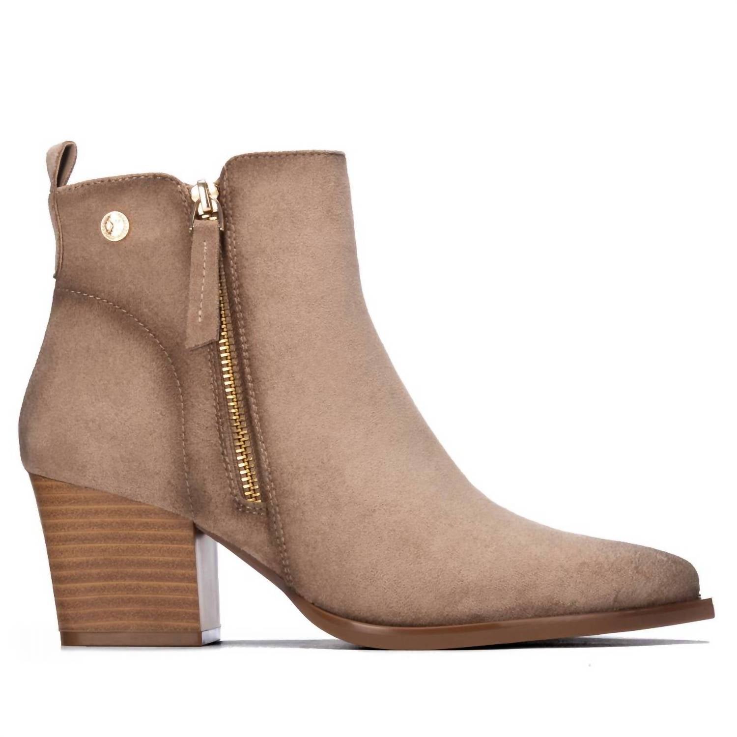 Xti - Women's Block Heel Suede Ankle Booties