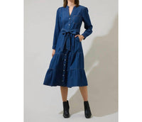 Sugarlips - Skylah Denim Tiered Midi Dress
