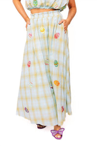 Queen Of Sparkles - Spring Plaid Easter Egg Midi Skirt