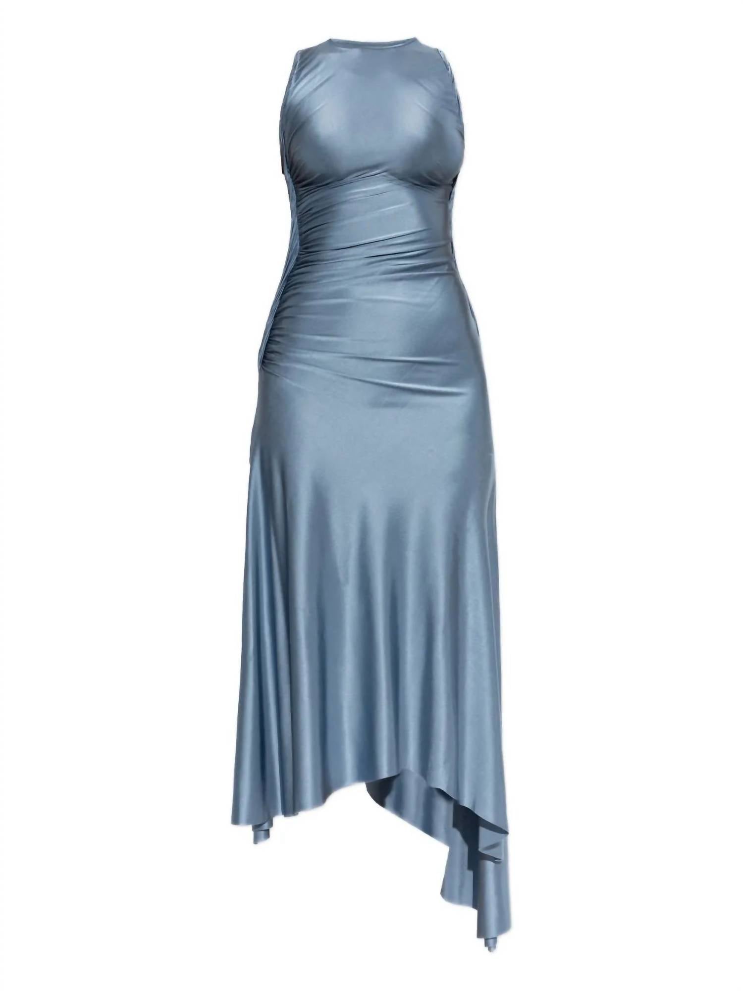 VICTORIA BECKHAM Twist Midi Dress in stone - women's dress - detail view
