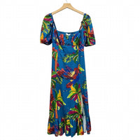House Of Harlow 1960 - Puff Sleeve Linen Blend Midi Dress