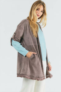 Davi & Dani - Suede Fringed Cardigan