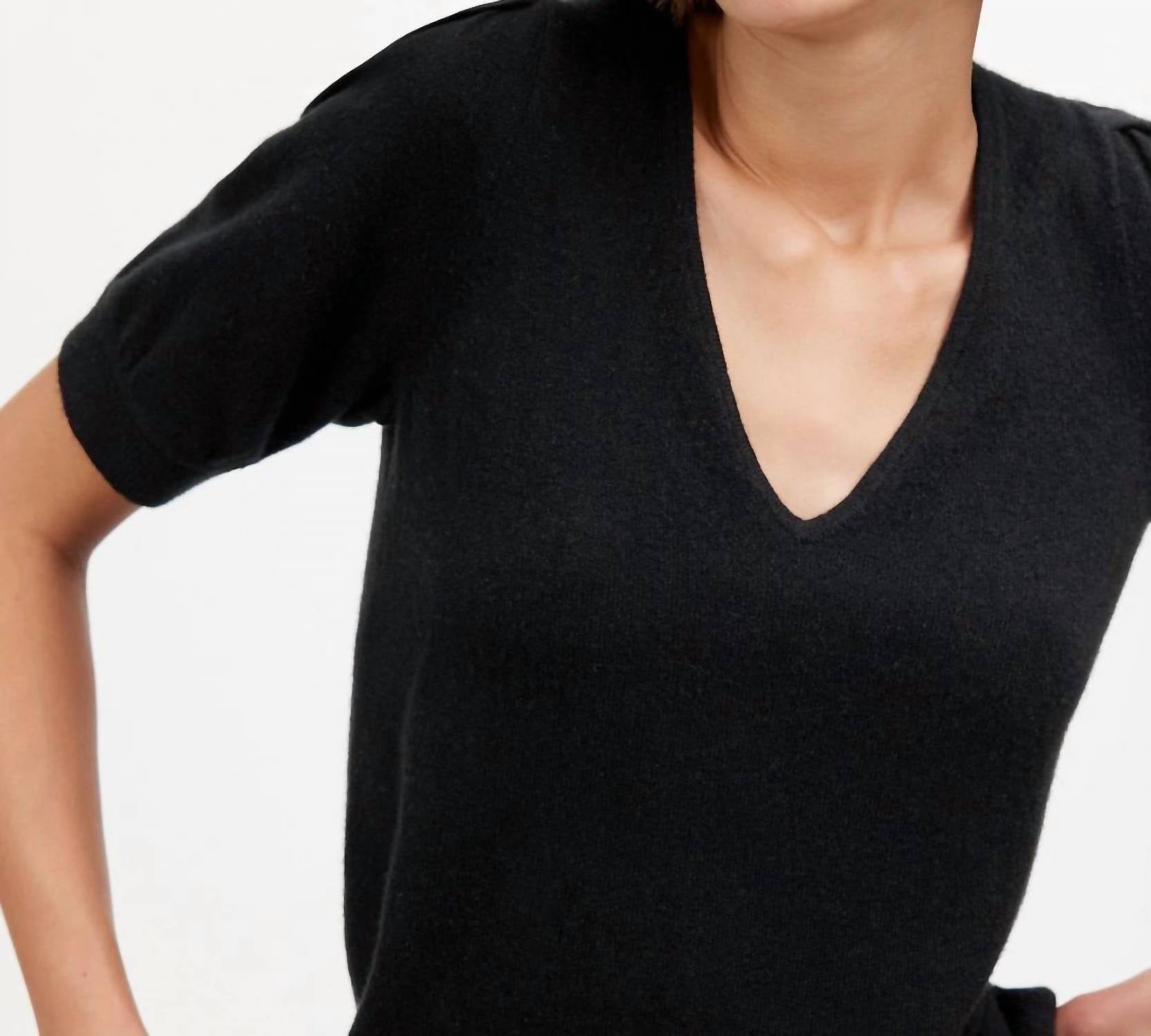 Madewell - Cashmere V-neck Puff-sleeve Sweater Tee