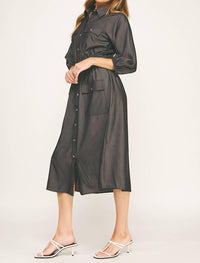 Love Blossom - Chloe Chambray Button Down Midi Dress