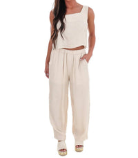 Blu Pepper - Breezy Escape Square Neck Top And Wide Leg Pants Two Piece Set