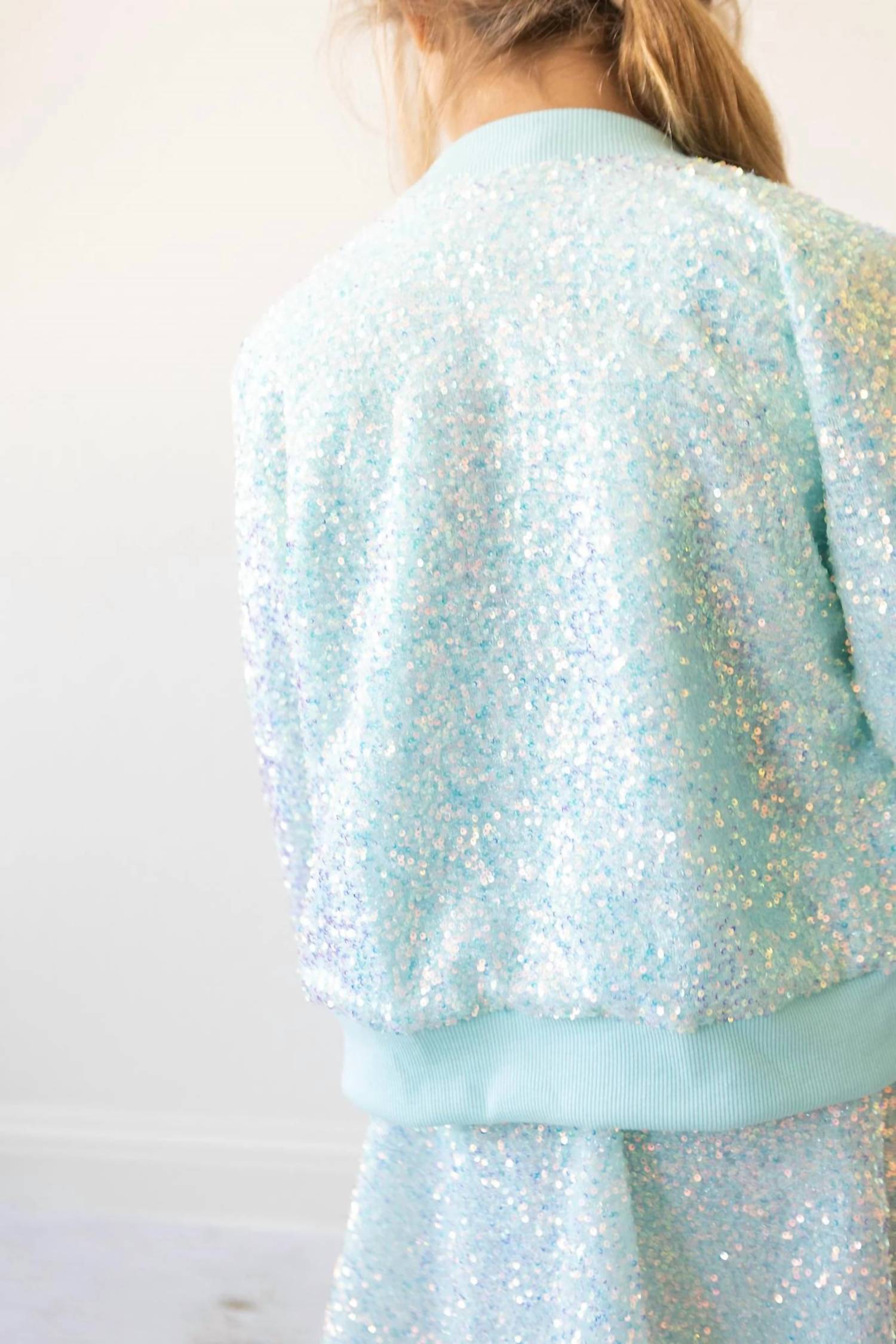 Mila & Rose Girls Sequin Jacket in aqua - item - detail view