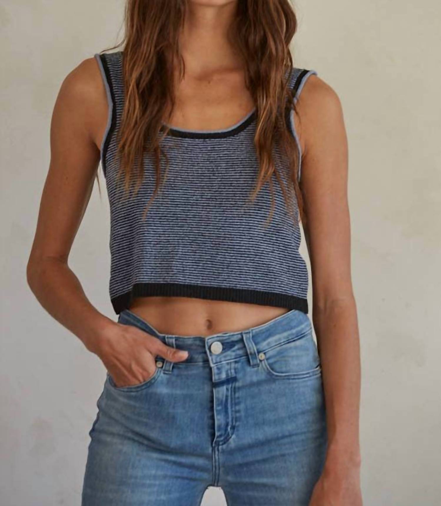 By Together - Knit Sweater Striped Sleeveless Tank Top