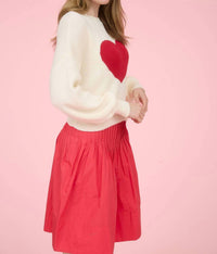 Blu Pepper - Heart Jacquard Crew Neck Knit Pullover Sweater