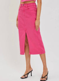 Cello - Paylon Denim Midi Skirt