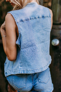 Merigold Kiss - Sterling Embossed Denim Vest