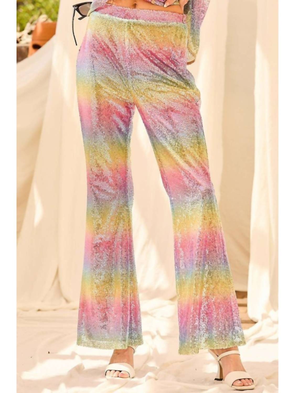 Main Strip - Steffie Sequin Wide Leg Pants