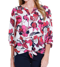 Multiples - Tie Waist Printed Top