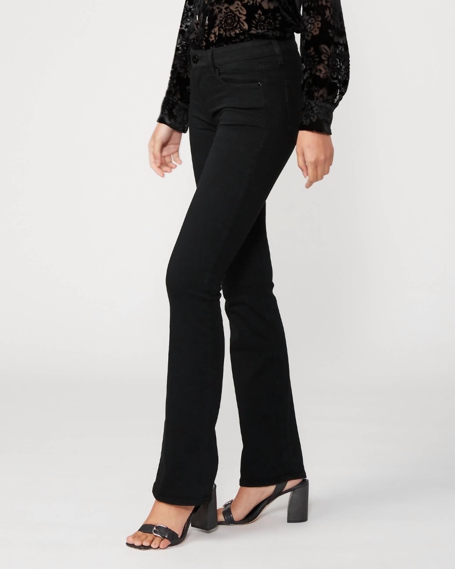Paige High Rise Manhattan Boot 34.5″ Jean in black shadow - women's jeans - detail view