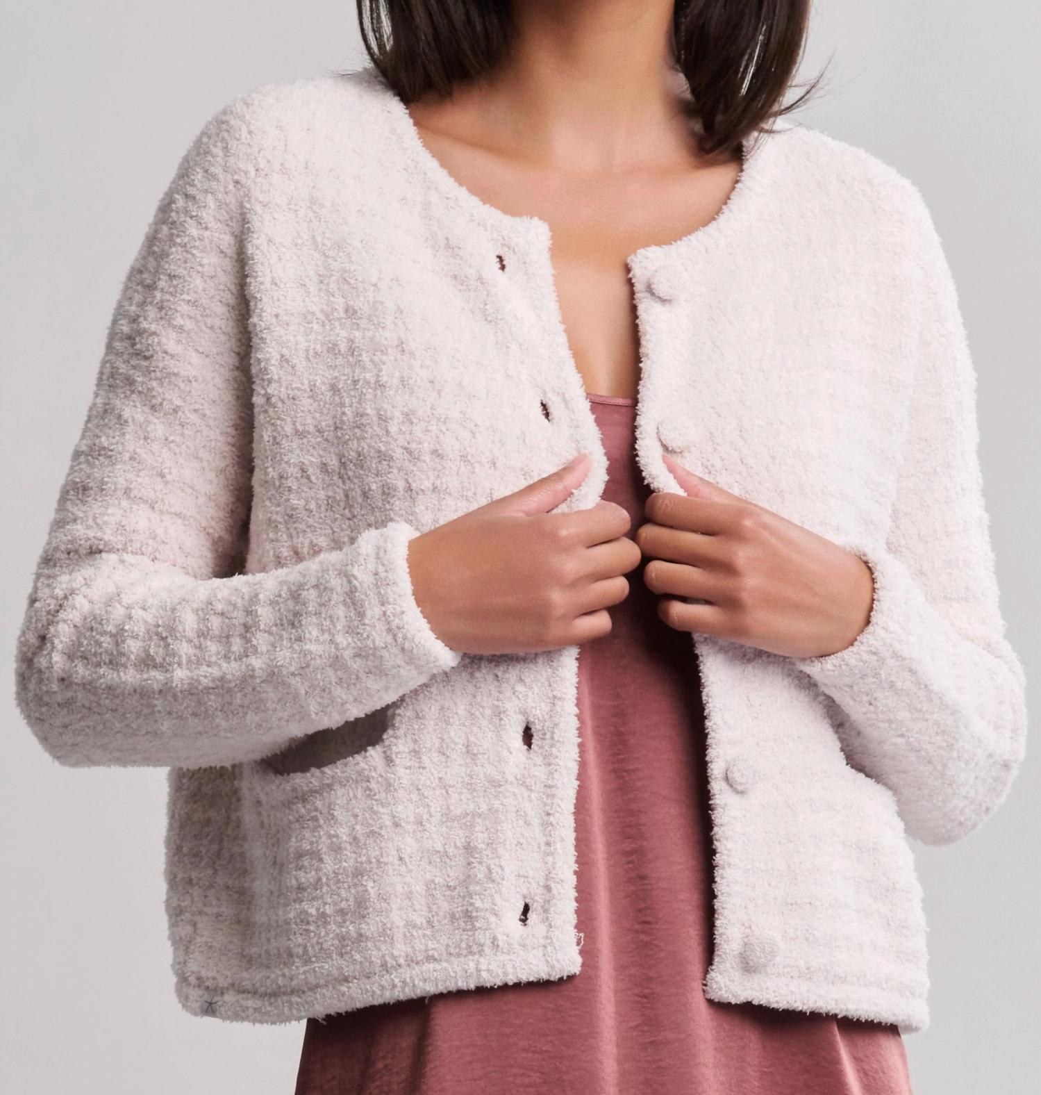 BAREFOOT DREAMS CozyChic Textured Button Front Cardigan in sand dune - women's cardigan