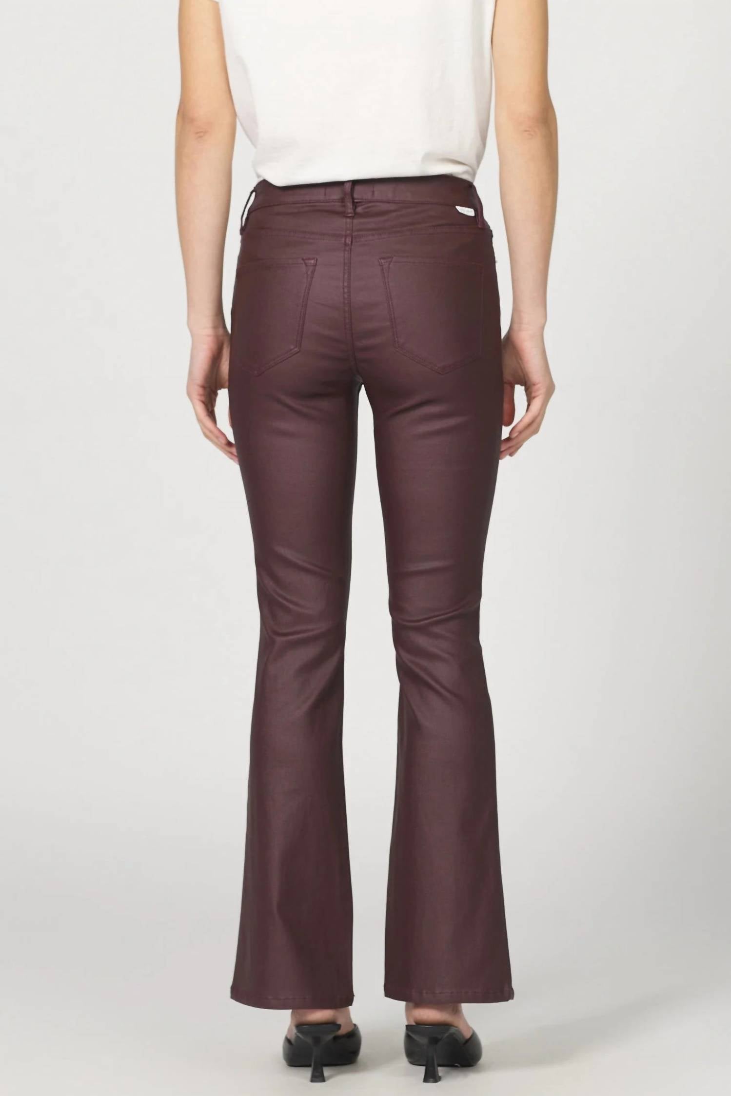 DEAR JOHN DENIM Jaxtyn Wax Coat Flare Jeans in oxblood - women's jeans - alternate view