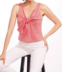 Eva Franco - Gingham Plaid Bow Top