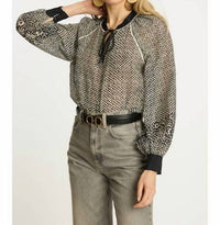 CABALLERO Sophie Top in indigo dot 1 - women's long sleeve top - alternate view