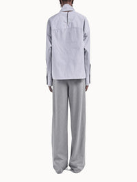 Maria McManus Scarf Long Sleeve Blouse in pinstriped black white - women's blouse - detail view